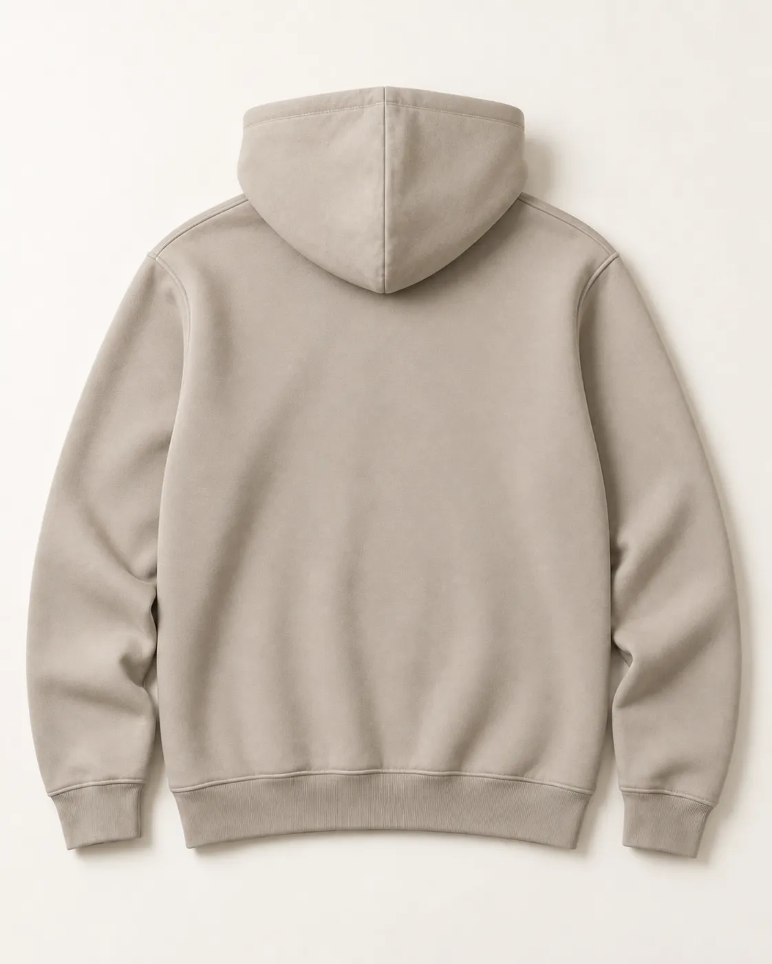 Plain back reference of the same stone pullover hoodie