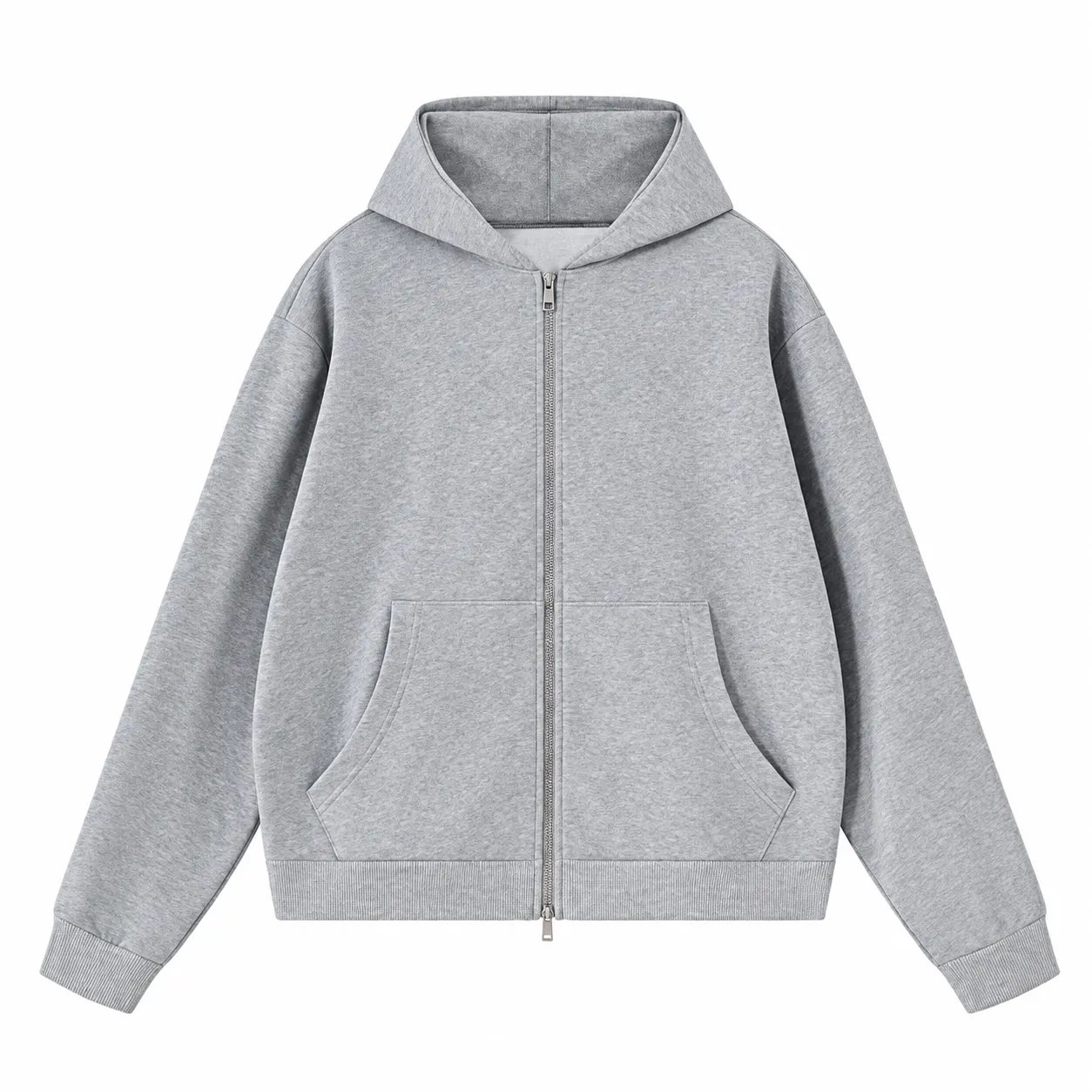 Arc 360 Zip Hoodie in Light Grey, front view