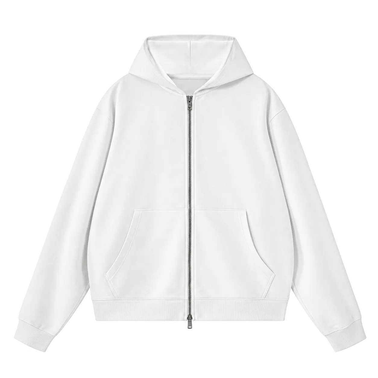 Arc 360 Zip Hoodie in White, front view