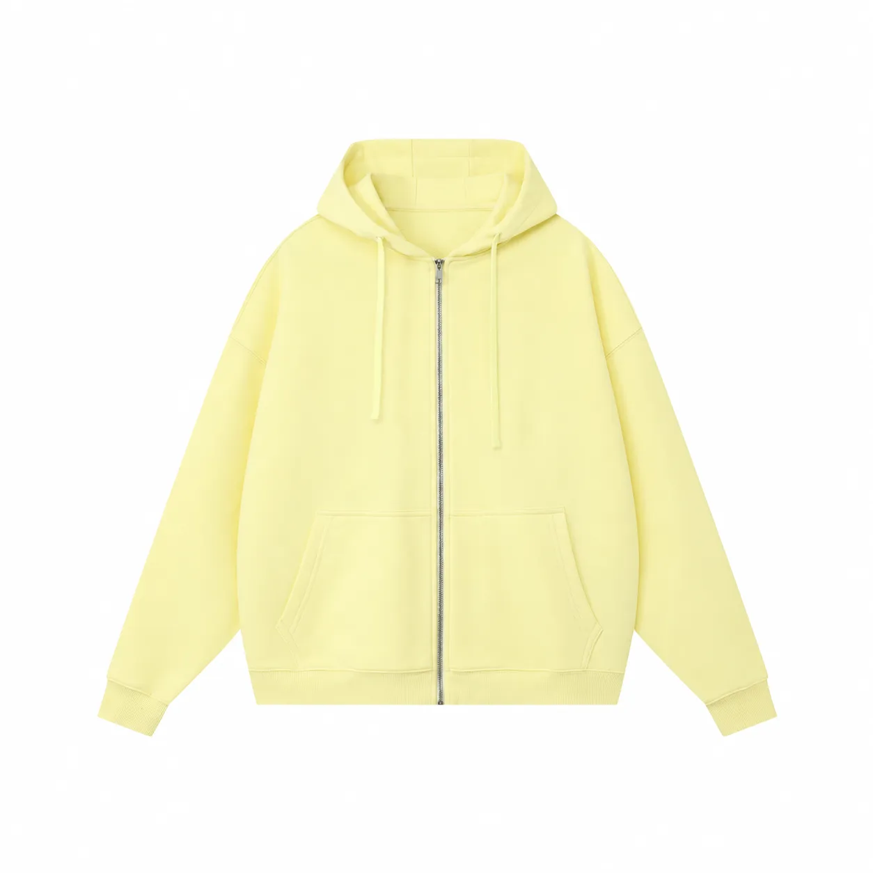 Core 380 & Matching Styles in Butter Yellow, zip-up hoodie · front view
